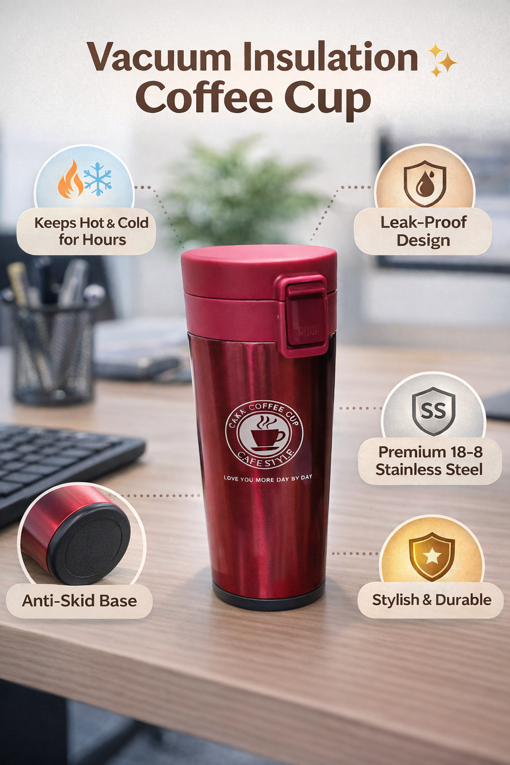 Vaccum Insulation Coffee Tumbler